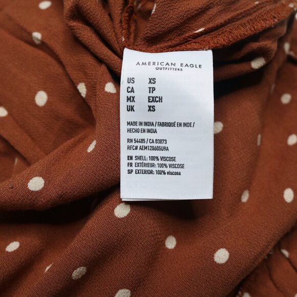 American Eagle Brown Polka Dot Faux Wrap Shorts, size Extra Small - Picture 6 of 10
